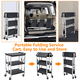 thumbnail image 4 of Carrito de servicio plegable portátil, 3 niveles, capacidad hasta 330 lb, carrito con ruedas plegable y desplegable, 4 of 7