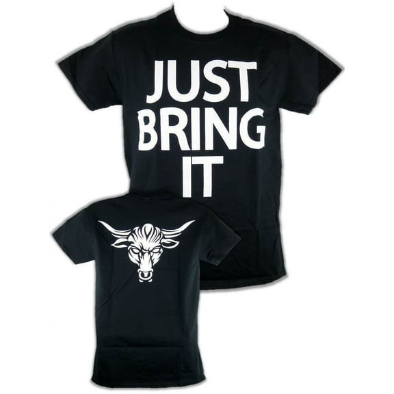 The Rock Just Bring It White Logo Brahma Bull Mens T-shirt