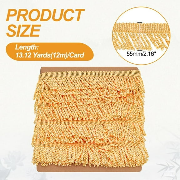 1 pc 13 Yards Thin Bullion Fringe Trim 2.16Inch Gold Short Tassel Fringe Trim Basic Trim Collection for DIY Curtain Box Sofa Lamp Shade Crafts Home Decor Supplies