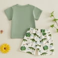 thumbnail image 4 of TOWED22 Toddler Infant Baby Boy Outfits 2 Pieces Round Neck Short Sleeve T-Shirt Casual Cargo Shorts Truck Print Clothes(Green,18-24 Y), 4 of 9