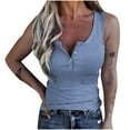 thumbnail image 2 of Spring Tops for Women Homenesgenics Tank Tops for Women Plus Size Women Casual Sleeveless Buttons Slimming Solid Pullover Vest Blouse Tops Blue S, 2 of 5