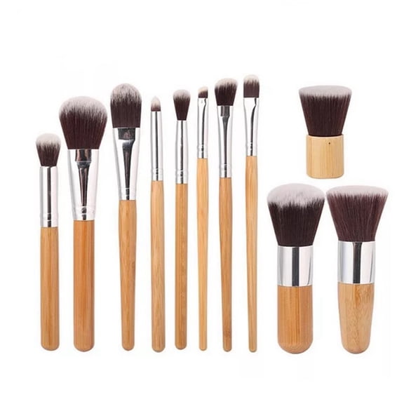 Juego de brochas de maquillaje BuyWeek 11 piezas de bambú brochas cosméticas profesionales