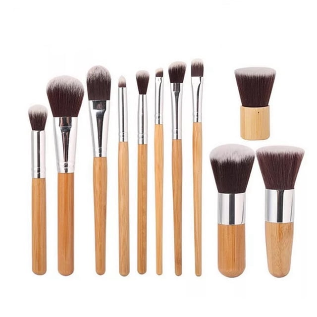 Juego de brochas de maquillaje BuyWeek 11 piezas de bambú brochas cosméticas profesionales