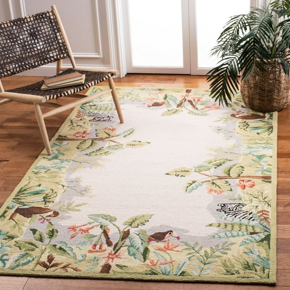 Safavieh Chelsea Deloris Bordered Wool Area Rug, Beige/Green, 3'9" x 5'9"