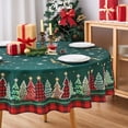 thumbnail image 3 of Christmas Tablecloth Round 70 Inch Christmas Tree Green Table Cloth - Polyester Winter Buffalo Plaid Xmas Festive Holiday Table Cover Circle Washable Waterproof for Holiday Party Kitchen Decoration, 3 of 8
