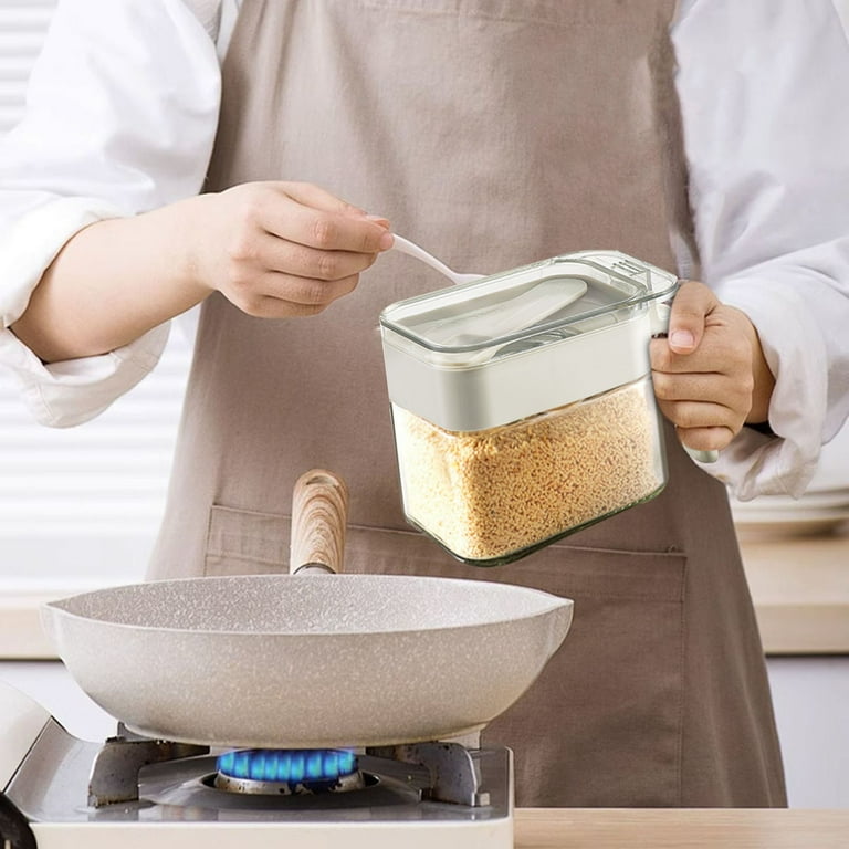 Clear Seasoning Box With Lid And Spoon Set Spice Boxes With Handle