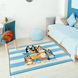 BBC Bluey Family Stripe Blue White Multi Polyester Easy-Care Printed ...