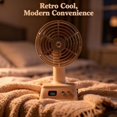 thumbnail image 3 of Retro Portable Table Fan, 100-Speed Digital Display, 90° Tilt USB Rechargeable Desk Fan with 1200mAh Battery, Compact Cooling Fan for Desktop, Office, Bedroom & Travel, 3 of 6