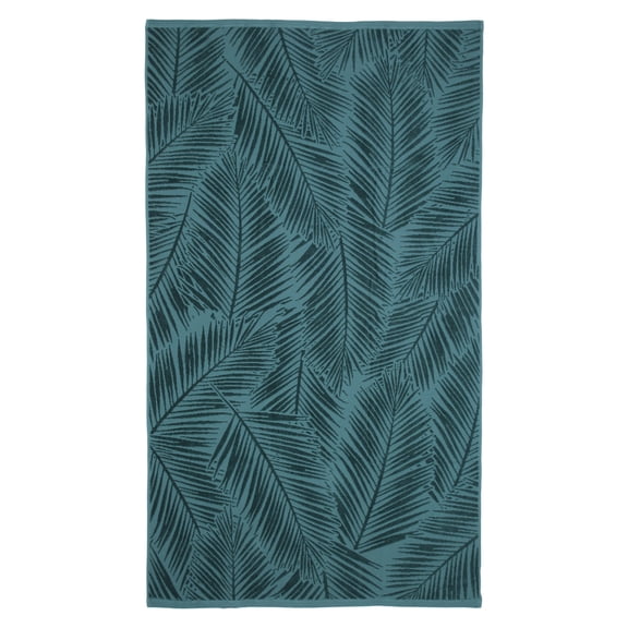 Hometrends Cotton Beach Towel, Sculpted Palm Blue, 1 Piece, 40" x 70"