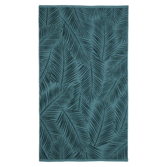 Hometrends Cotton Beach Towel, Sculpted Palm Blue, 1 Piece, 40" x 70"