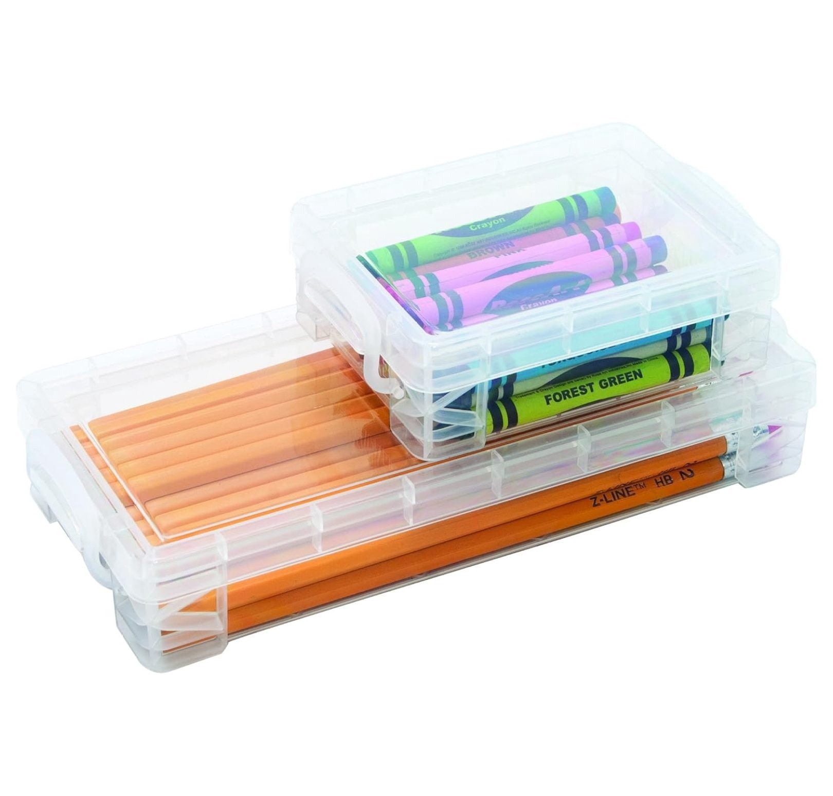 Super Stacker Crayon Box, 3.5 x 4.75 x 1.5 Inches, Clear, Case of 18 (40311CT)