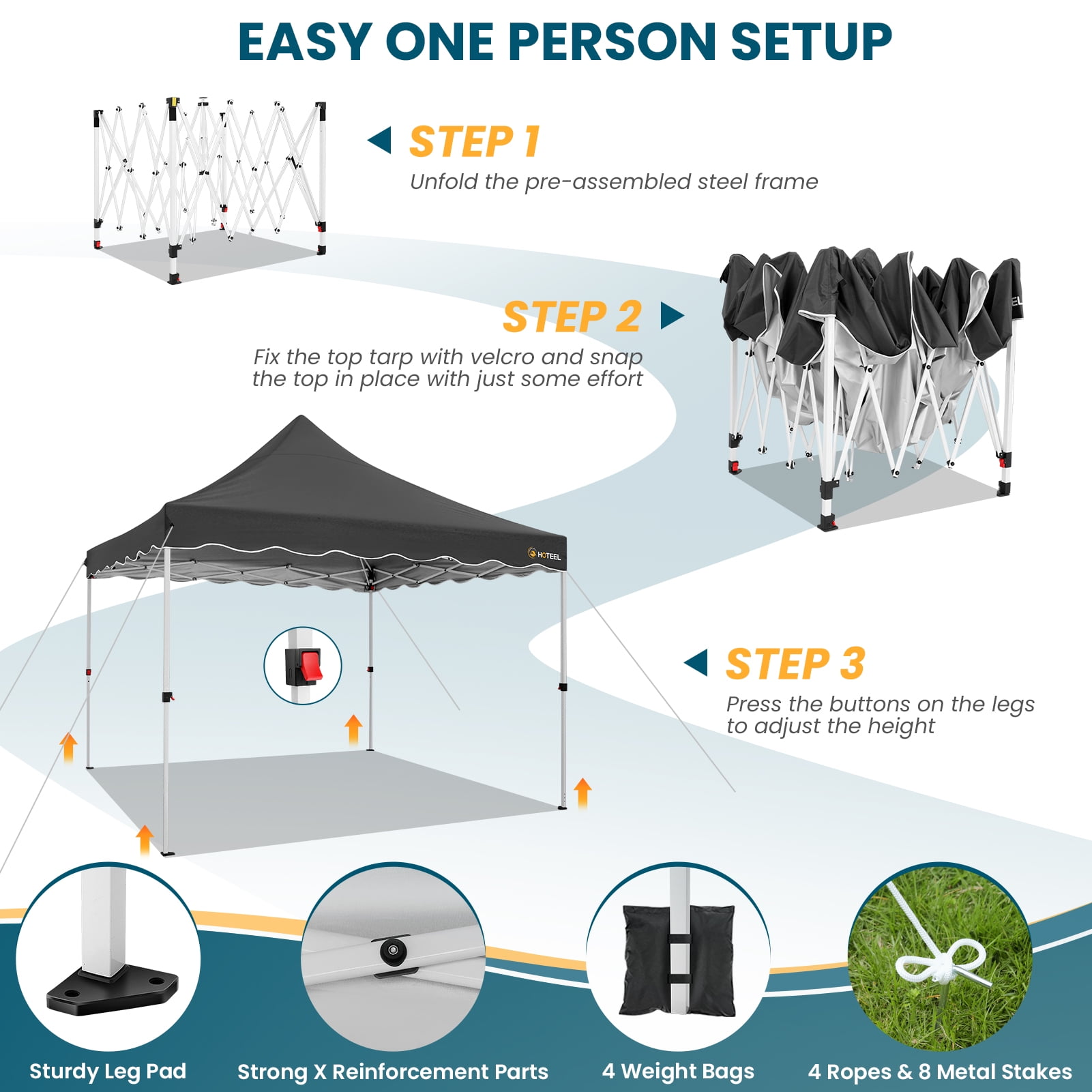 HOTEEL Party Tent 10x10 Canopy Tents for Parties with 6 Removable Sidewalls, Waterproof Outdoor Tent for Weddings and Events