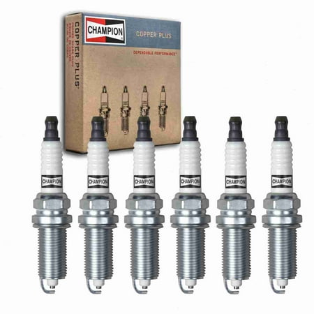 6 pc Champion Copper Plus Spark Plugs compatible with Nissan Frontier 4.0L V6 2007-2020 Ignition Wire Secondary