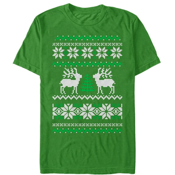 Men's Lost Gods Ugly Christmas Tree Reindeer  Graphic Tee Kelly Green Medium