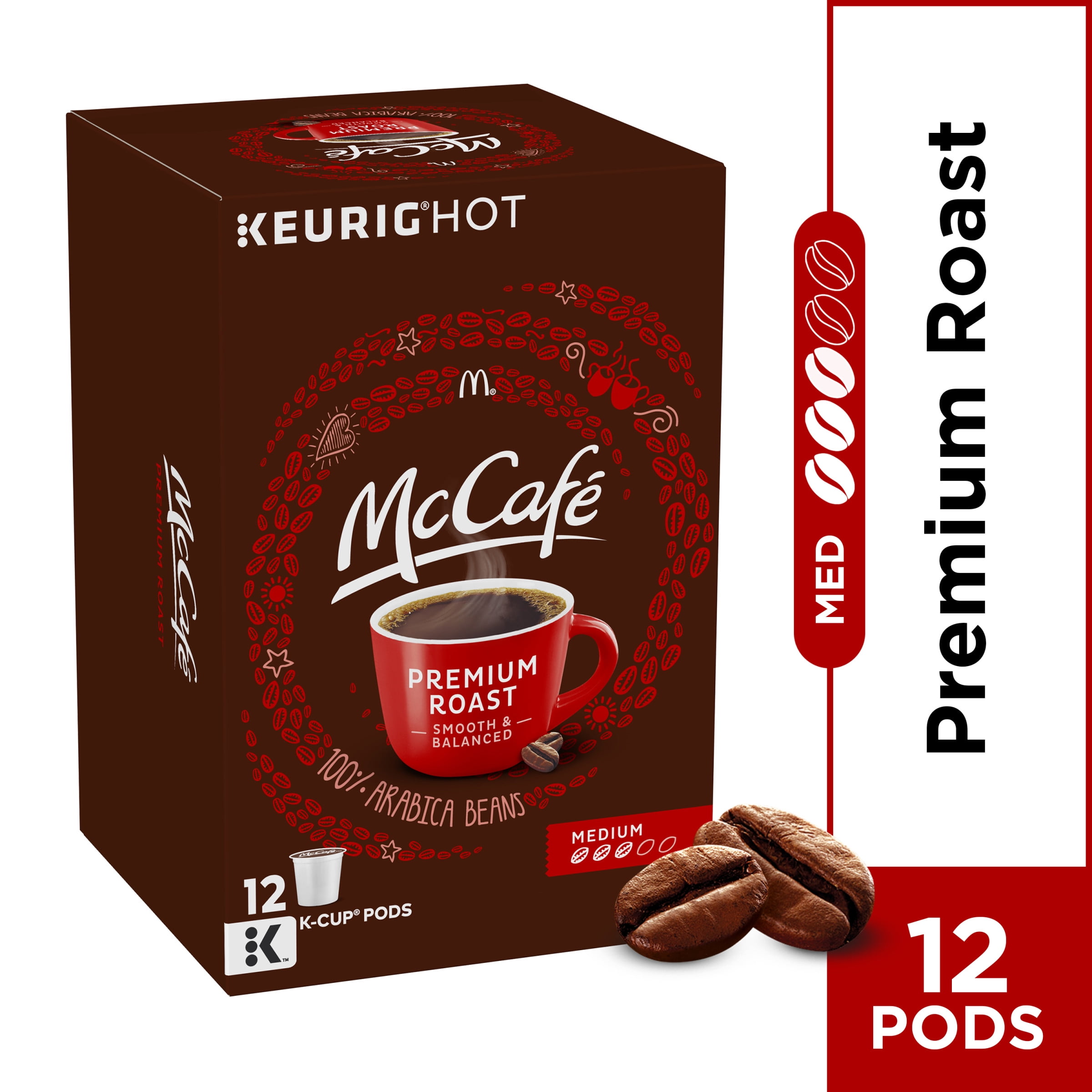 McCafe Premium Roast Medium Coffee KCup Pods, Caffeinated, 12 ct 4.12 oz Box