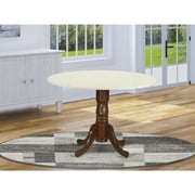 HomeStock Southwestern Sensibilities Dublin Round Table With Two 9" Drop Leaves In Linen And Mahogany Finish