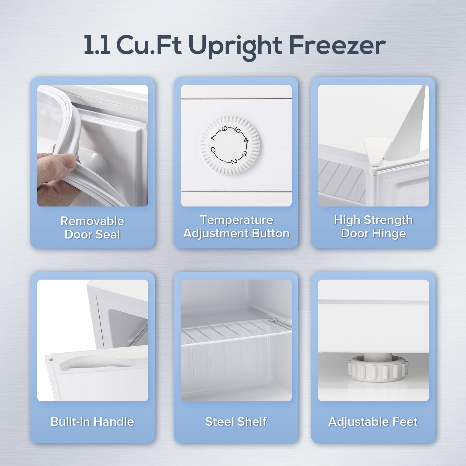 KNDKO Upright Freezer, 1.2cu.ft Mini Freezer with Adjustable Thermostat & Removable Shelves, Stand Up Freezer for Home/Office/Dorm, White