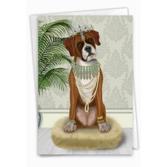 NobleWorks Birthday Greeting Card with 5 x 7 Inch Envelope (1 Card) Bday Crowned Creatures - Dog C2825BBDG