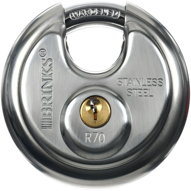 Brinks Commercial Stainless Steel Discus Padlock, 70mm Body with 5/8