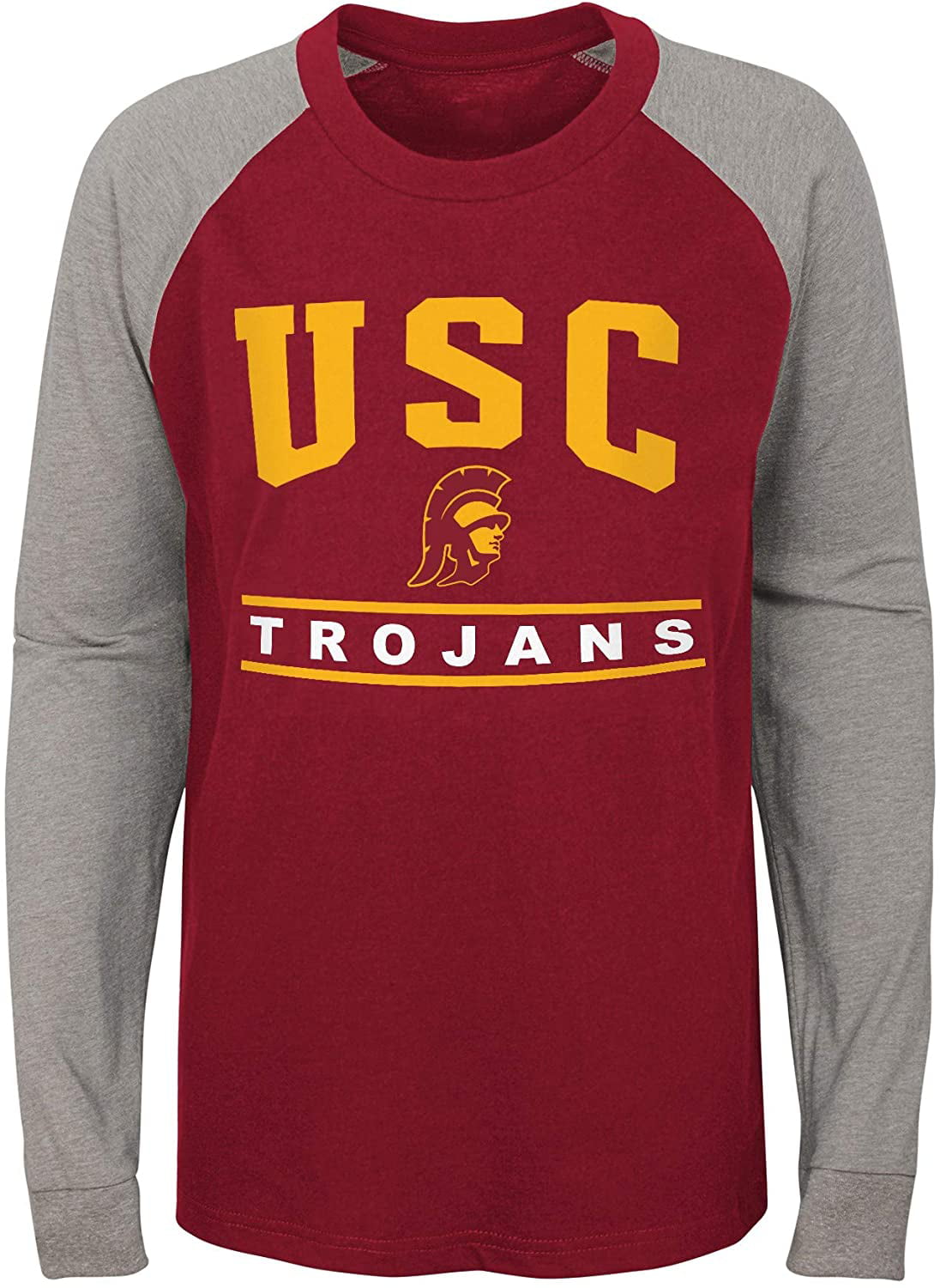 Charcoal Gray USC Trojans Men's Old Fader Crew Neck T-Shirt 
