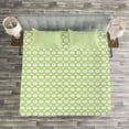thumbnail image 3 of Ambesonne Retro Quilted Bedspread Set 3 Pcs, Inner Circles with Dots, King Size, Pale Green and White, 3 of 3