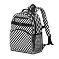 thumbnail image 2 of Black White Checkered Pattern Backpack for School,Cute School Bag,Schoolbag with Adjustable Shoulder Straps & Padded Back,15.25"x11.5"x5.25", 2 of 5