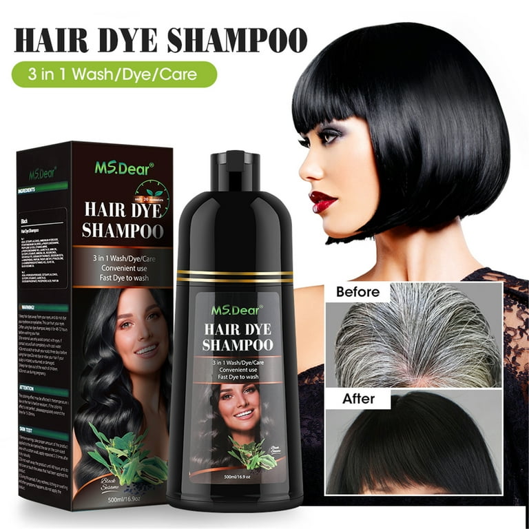 Everlasting & Safe 3-In-1 Black Hair Color Shampoo, Fast Dye in 5