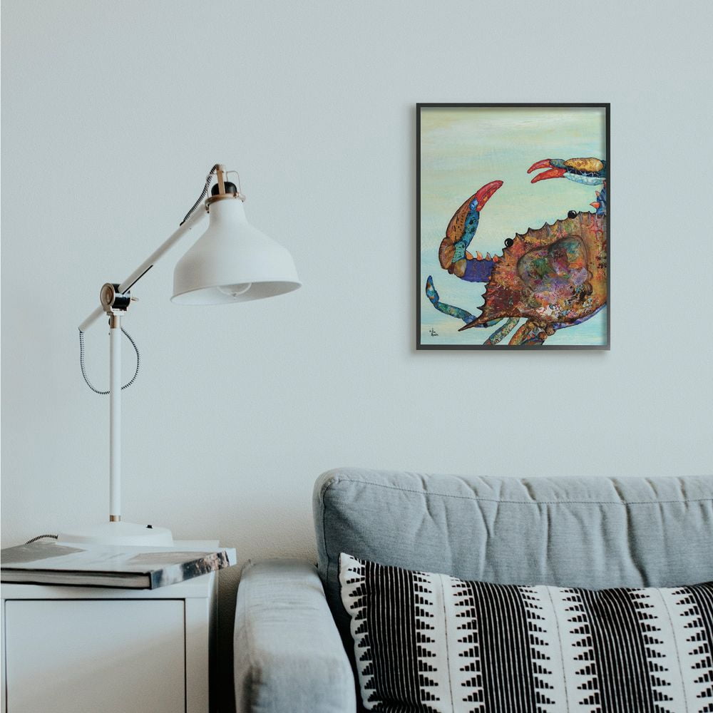 Stupell Industries Colorful Crab on Sand Aquatic Animal Painting Designed by Lisa Morales