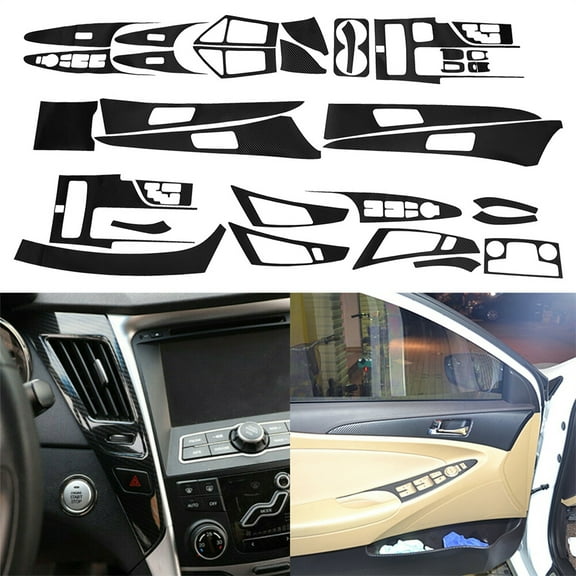 Carbon Fiber Look Interior Accessories Whole Kit Cover For Hyundai Sonata 11-14