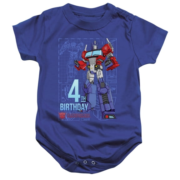 Transformers 4th Birthday Unisex Infant Snap Suit for Baby, Transformers 4th Birthday, 12 Months