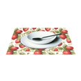 thumbnail image 3 of Strawberries with Floral 4 PCs Placemats Set Linen Non-Slip Table Mat Rectangular Washable for Dining Kitchen Party 12"x18", 3 of 8