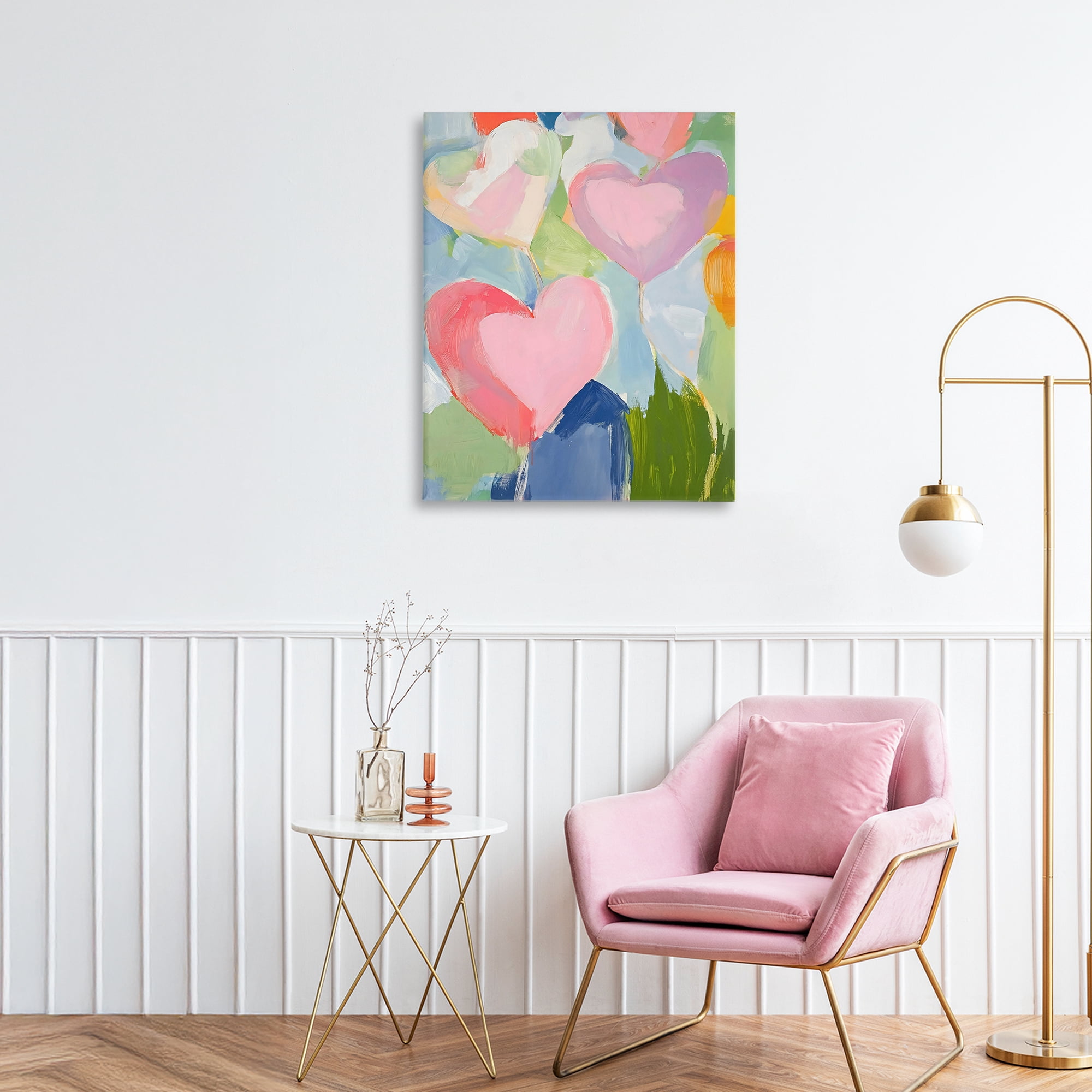 Stupell Industries Pink Hearts Abstraction Canvas Wall Art, design by The Prints Vibe
