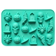 18 Cavities Silicone Molds,Halloween Chocolate Molds,Baking Supplies,Cake Pop Mold,3D Halloween Molds for Candy, Gummy, Jelly, Ice Cube, Crayon Melt, Biscuits, Soap Baking,7.08×4.84×0.47inch