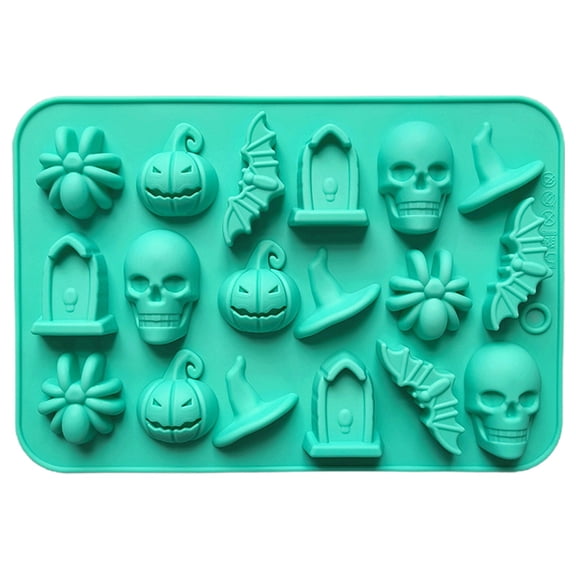 18 Cavities Silicone Molds,Halloween Chocolate Molds,Baking Supplies,Cake Pop Mold,3D Halloween Molds for Candy, Gummy, Jelly, Ice Cube, Crayon Melt, Biscuits, Soap Baking,7.08×4.84×0.47inch