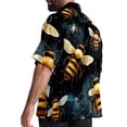 thumbnail image 3 of Starry Bees in the Sky Men's Short Sleeve Printed Poplin Shirt with Spread Collar Tops - Casual Button Down Summer Beach Shirt for Men and Women, 3 of 6
