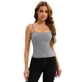 thumbnail image 4 of Unique Bargains Women's Spaghetti Strap Tank Top Basic Undershirt Ribbed Camisole L Grey, 4 of 6