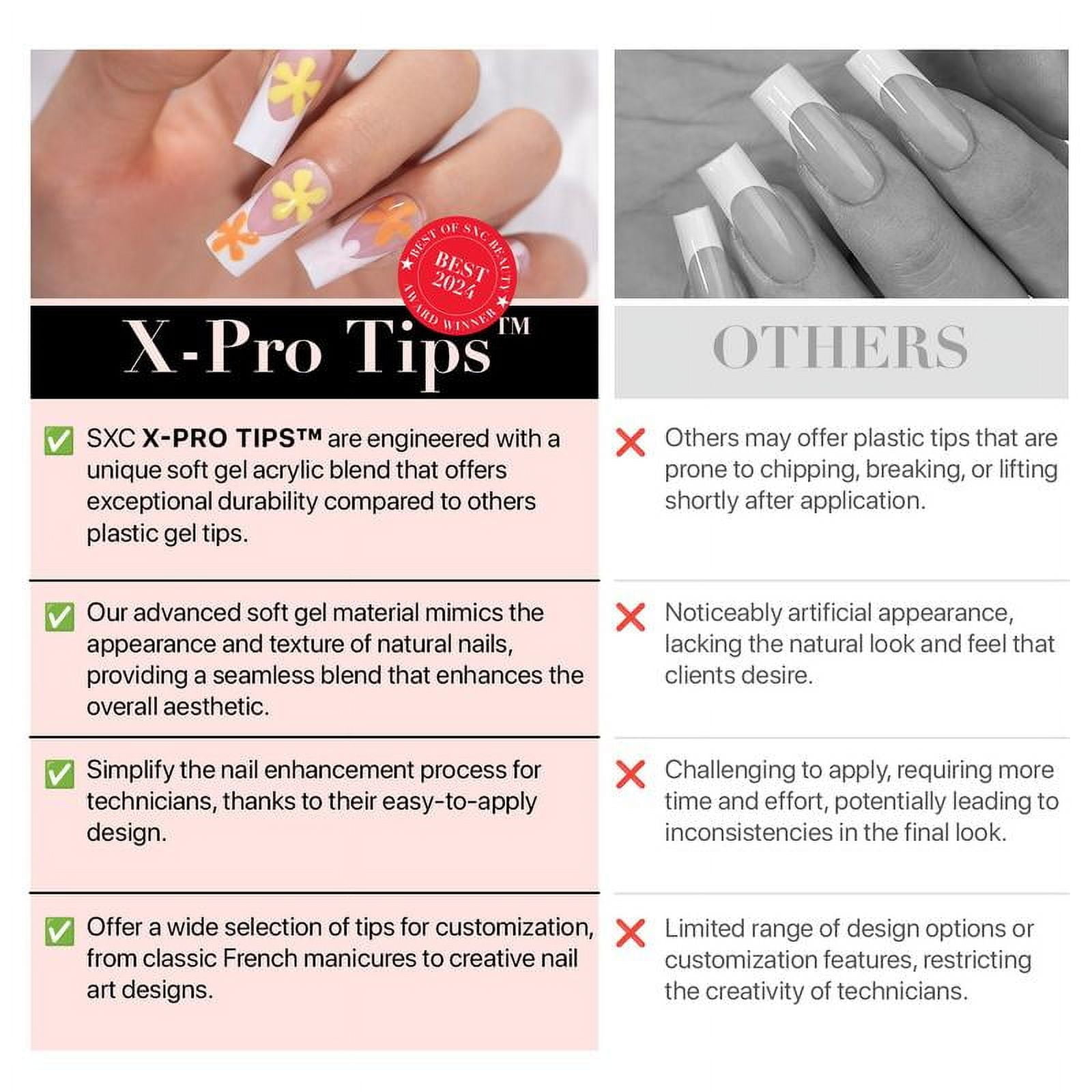 SXC Cosmetics X-Pro Tips French Tip Press On Nails, Skin Tone Series Starter Kit  for DIY Nail Art Nail Polish Polish Gel Extension Nailcare