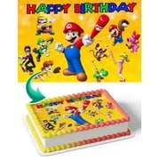 Nintendo Mario Bros YB Edible Cake Image Topper Birthday Photo Icing Fondant Decoration Print 1/4 Sheet