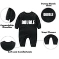 thumbnail image 3 of AOUYOA Baby Twins Bodysuits Newborn Baby Outfit Funny Double Trouble Clothing Set with hat, 3 of 4
