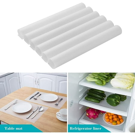 

4 Pack Refrigerator Mats Washable Refrigerator Liners Fridge Pad Easy to Clean Shelf Liner Cuttable Kitchen Cabinet Shelves Mat Non Adhesive Drawer Table Placemats (White)