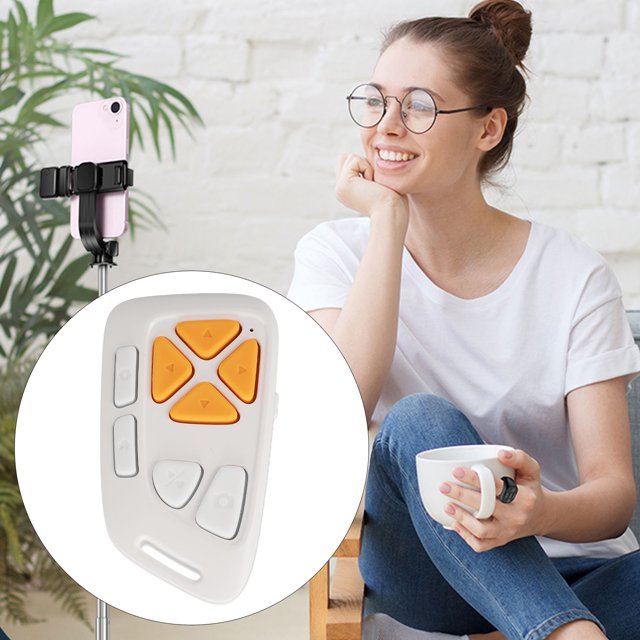 Remote Camera Shutter, Page Turner 10m Wireless Distance Compact Phone Remote Control for Video Watching Black,White