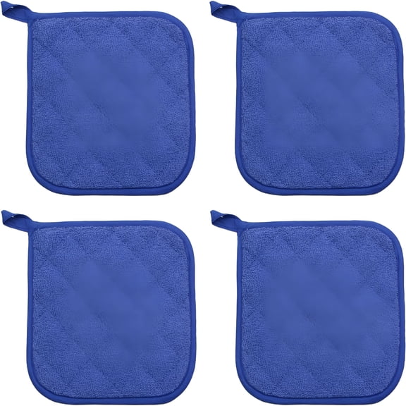 ACDANC 4Pcs Cotton Pot Holders Cotton Made Machine Washable Heat Resistant Everyday Kitchen Basic Terry Pot Holder,Hot Pads,Trivet for Cooking and Baking,7x7inch