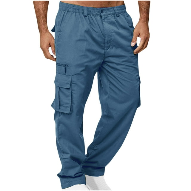 Cinvoph Cargo Pants for Men Casual Classic Fit Stretch Pants with Pockets Button Zipper Outdoor Work Pants