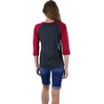 thumbnail image 2 of ToBeInStyle Women's Classic Two Color Cotton Baseball T-Shirts, 2 of 6