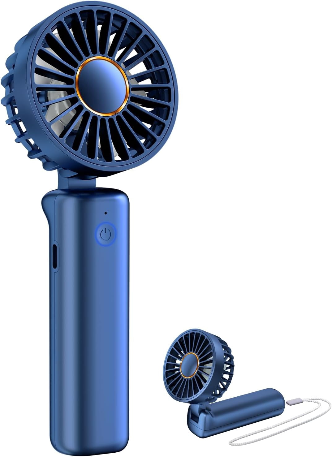 Portable Handheld Fan,Mini Portable Fan, 2000mAh Rechargeable USB Fan, 3 Speed Personal Small Desk Fan,Strong Airflow,Super Quiet, Pocket Fan with Carabiner for Girl Women Home Outdoor Indoor -Blue