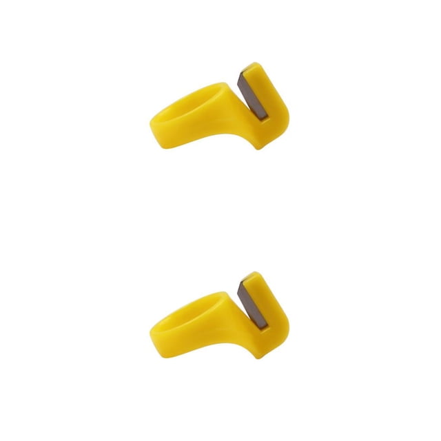 Injueey Anillo rebanador de hilo de coser ABS, reemplazo portátil, extremo abierto, ajustable, resistente al desgarro, Cable acolchado, Amarillo 2piezas