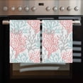 thumbnail image 2 of Red Blue Coral Coastal Kitchen Towels Set of 2, Water Absorbent Dish Towel, Summer Beach Seaside Nautical Decorative Hand Towels - Quick Drying Cloth for Cooking Baking, 18x28 Inch, 2 of 8