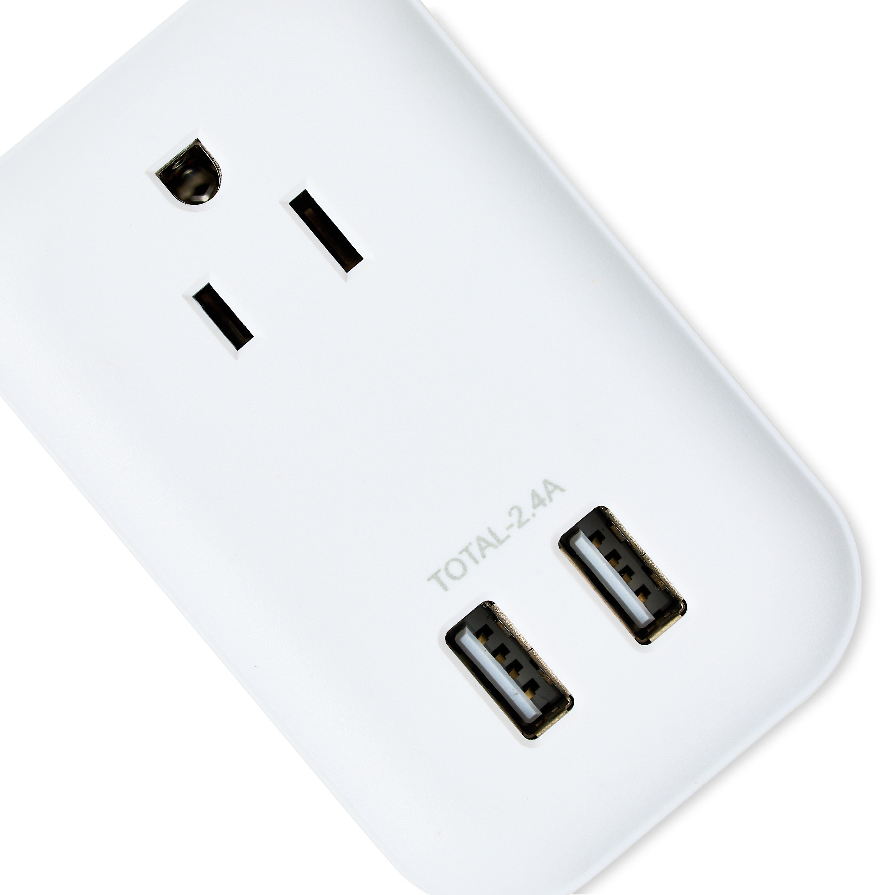 Hyper Tough USB Outlet Extender & Surge Protector, 1 Outlet Splitter with 2 USB-A Ports, White