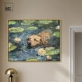 thumbnail image 3 of Monet Water Lilies Dog Rustic Chic Farmhouse Canvas Wall Art by Art Remedy, Gold Floater Frame, 45"x36", 3 of 7