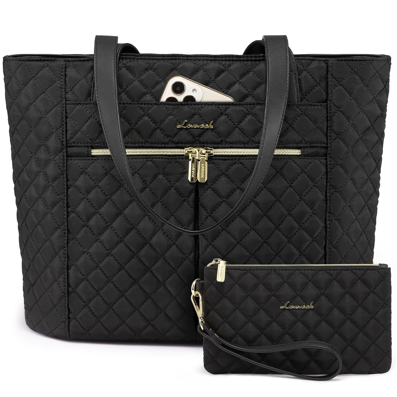 LOVEVOOK Laptop Bag for Women 17 inch,Diamond Quilted Work Tote